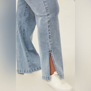 good american bootcut jeans with side slit